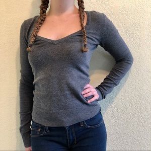 Basic gray v-neck sweater